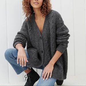 Jenni Kayne Cable Cocoon Cardigan Charcoal NWT XXS